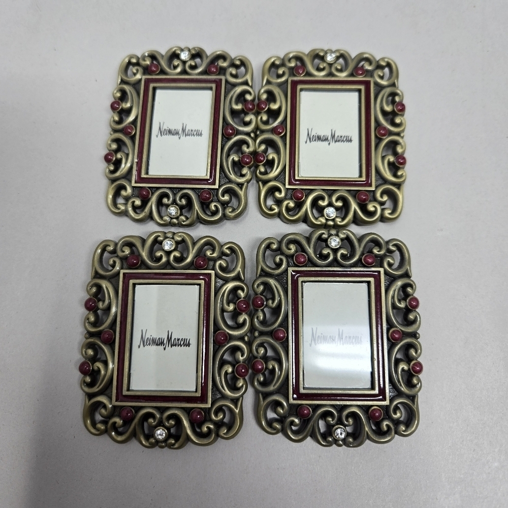 Jay Strongwater + Neiman Marcus Swarovski Crystal Jewel Set Of 4 Mini Frames - Picture 4 of 8